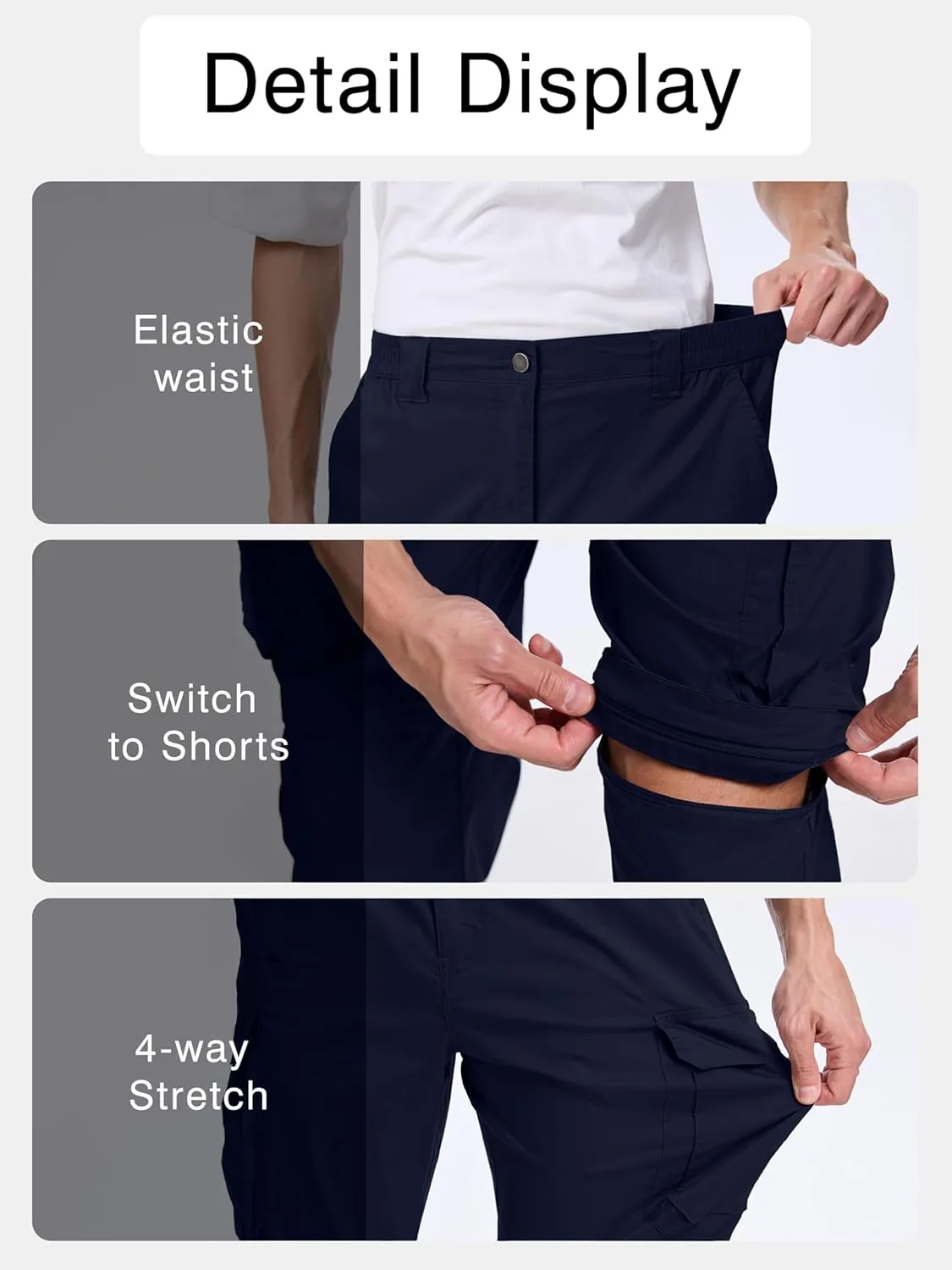 NATUVENIX Hiking Pants Men Quick Dry Convertible Fishing Pants for Men Zip Off Lightweight Mens Cargo Pants Outdoor Travel