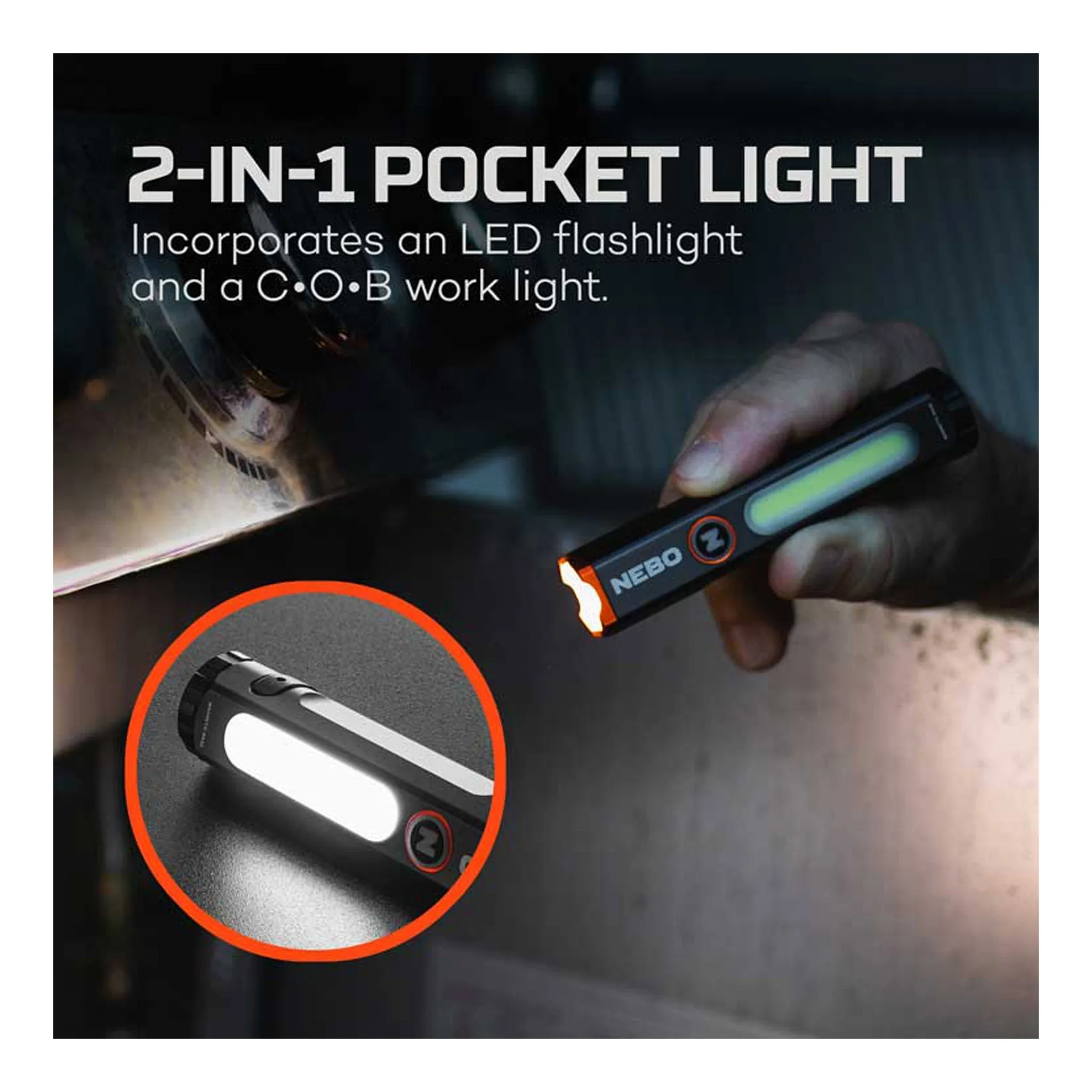 NEBO NEB-POC-1004 Mini Larry 500 C•O•B LED Flashlight
