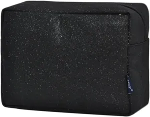 NGIL Makeup Bag for Women, Cute Cosmetic Bag, Lightweight Toiletry Make up Bag, Large Aesthetic Organizer Storage Pouch for Girls, Large Pouch, Toiletry Pouch (Black Glitter)