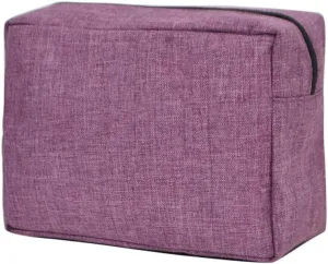 NGIL Makeup Bag for Women, Cute Cosmetic Bag, Lightweight Toiletry Make up Bag, Large Aesthetic Organizer Storage Pouch for Girls, Large Pouch, Toiletry Pouch (Crosshatch-Cherry)