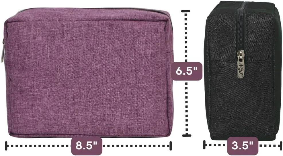 NGIL Makeup Bag for Women, Cute Cosmetic Bag, Lightweight Toiletry Make up Bag, Large Aesthetic Organizer Storage Pouch for Girls, Large Pouch, Toiletry Pouch (Crosshatch-Cherry)