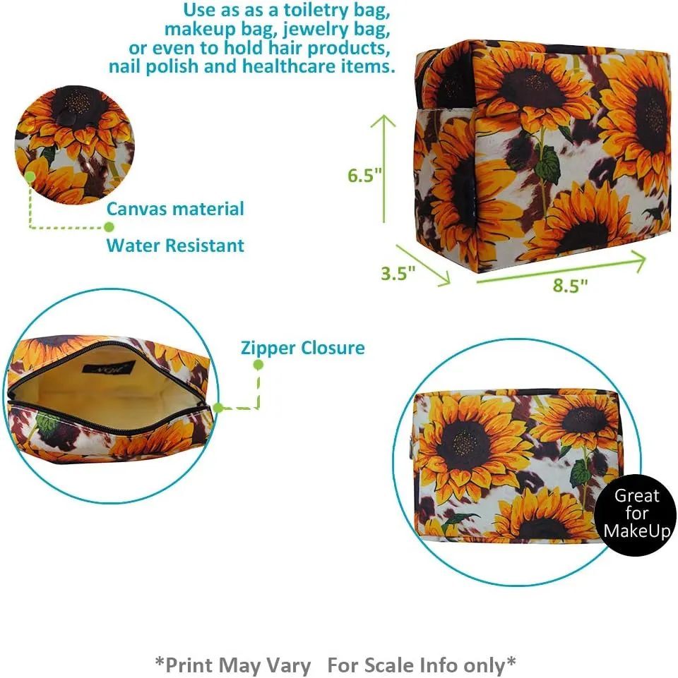 NGIL Sunflower with Cow Large Cosmetic travel Pouch