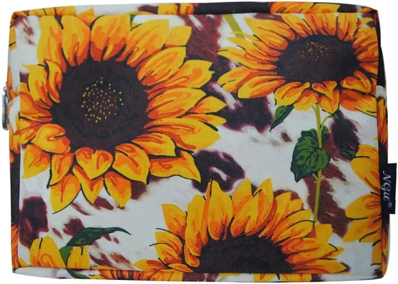 NGIL Sunflower with Cow Large Cosmetic travel Pouch
