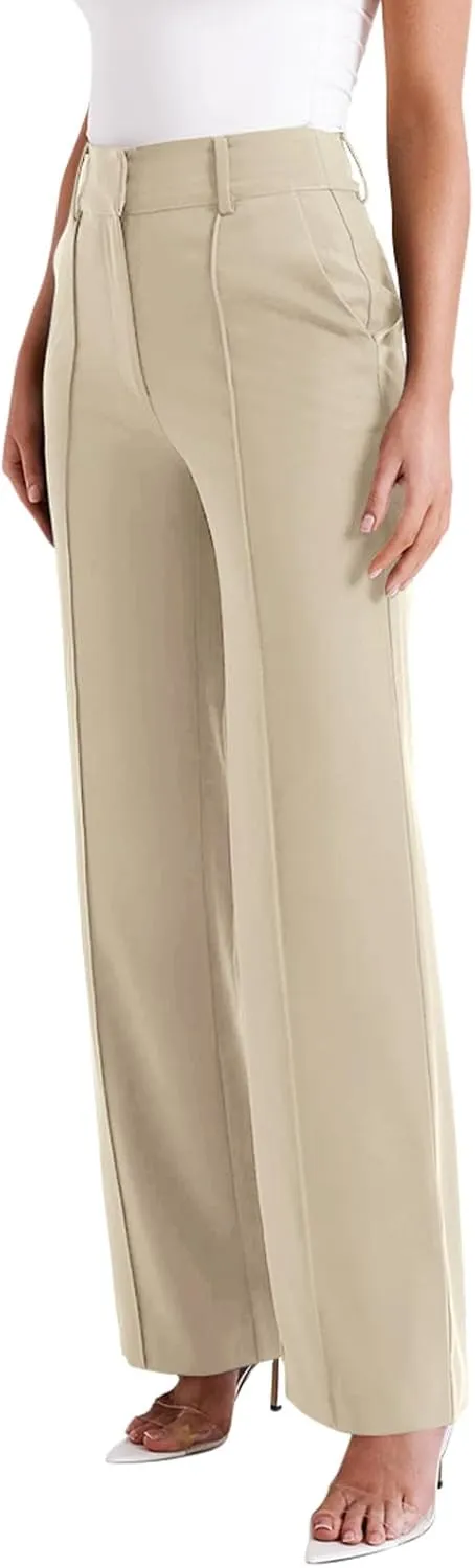 NIMIN High Waisted Work Pants for Women Wide Leg Dressy Pants Business Casual Trousers 2025 Summer Slacks with Pockets