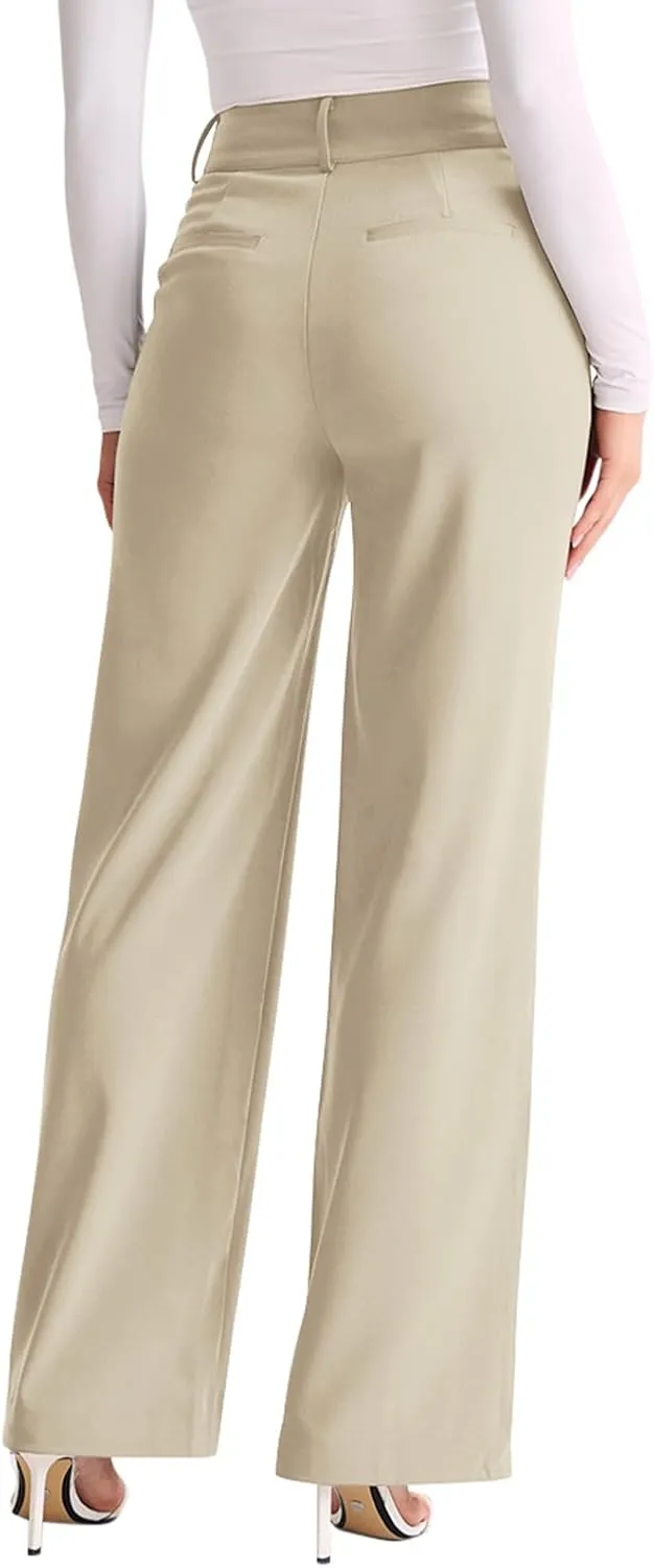NIMIN High Waisted Work Pants for Women Wide Leg Dressy Pants Business Casual Trousers 2025 Summer Slacks with Pockets