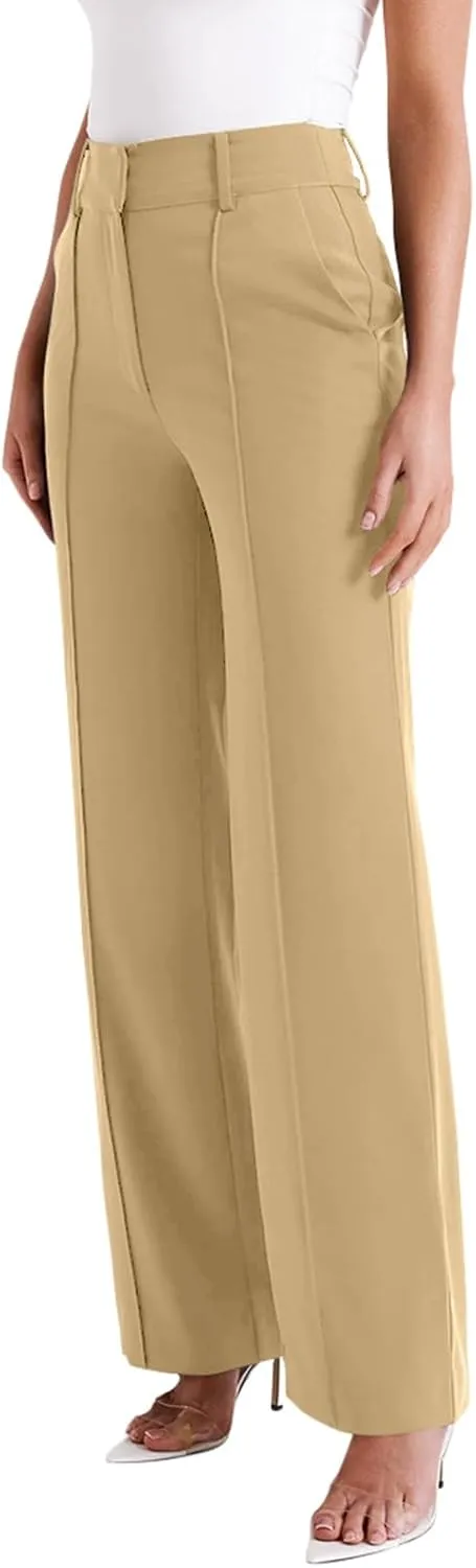 NIMIN High Waisted Work Pants for Women Wide Leg Dressy Pants Business Casual Trousers 2025 Summer Slacks with Pockets