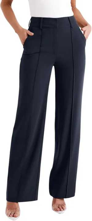 NIMIN High Waisted Work Pants for Women Wide Leg Dressy Pants Business Casual Trousers 2025 Summer Slacks with Pockets