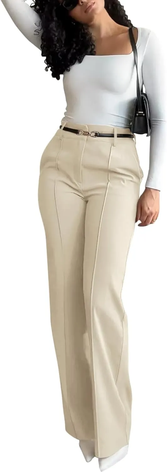 NIMIN High Waisted Work Pants for Women Wide Leg Dressy Pants Business Casual Trousers 2025 Summer Slacks with Pockets