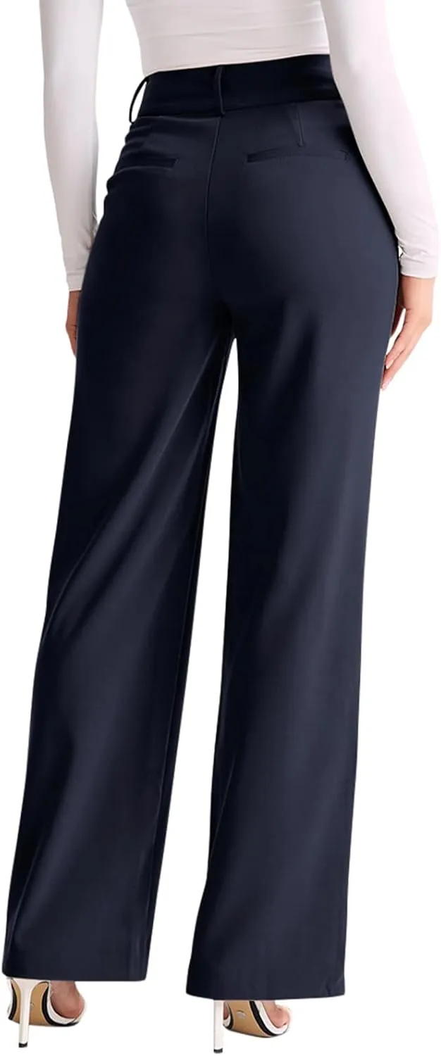 NIMIN High Waisted Work Pants for Women Wide Leg Dressy Pants Business Casual Trousers 2025 Summer Slacks with Pockets