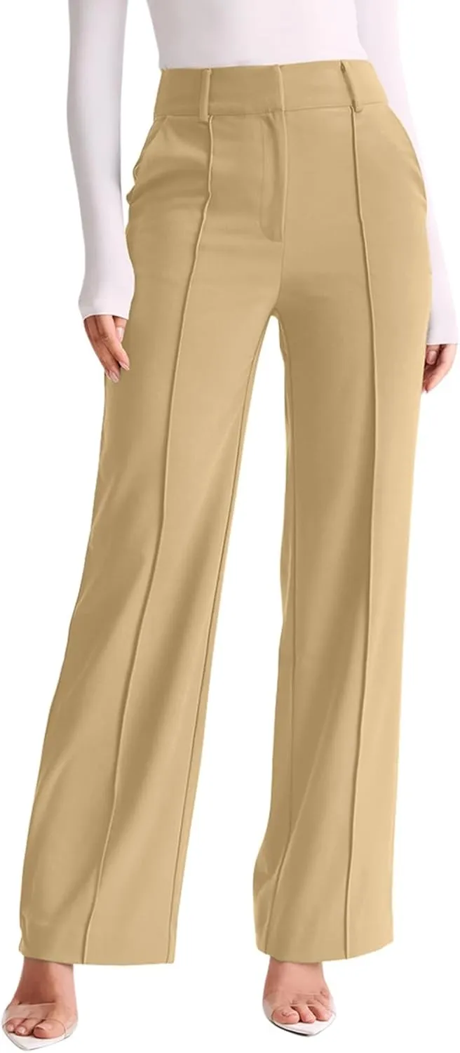 NIMIN High Waisted Work Pants for Women Wide Leg Dressy Pants Business Casual Trousers 2025 Summer Slacks with Pockets