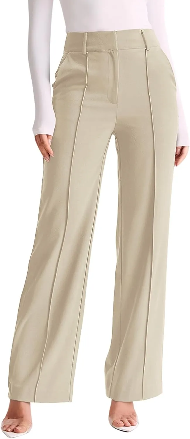 NIMIN High Waisted Work Pants for Women Wide Leg Dressy Pants Business Casual Trousers 2025 Summer Slacks with Pockets