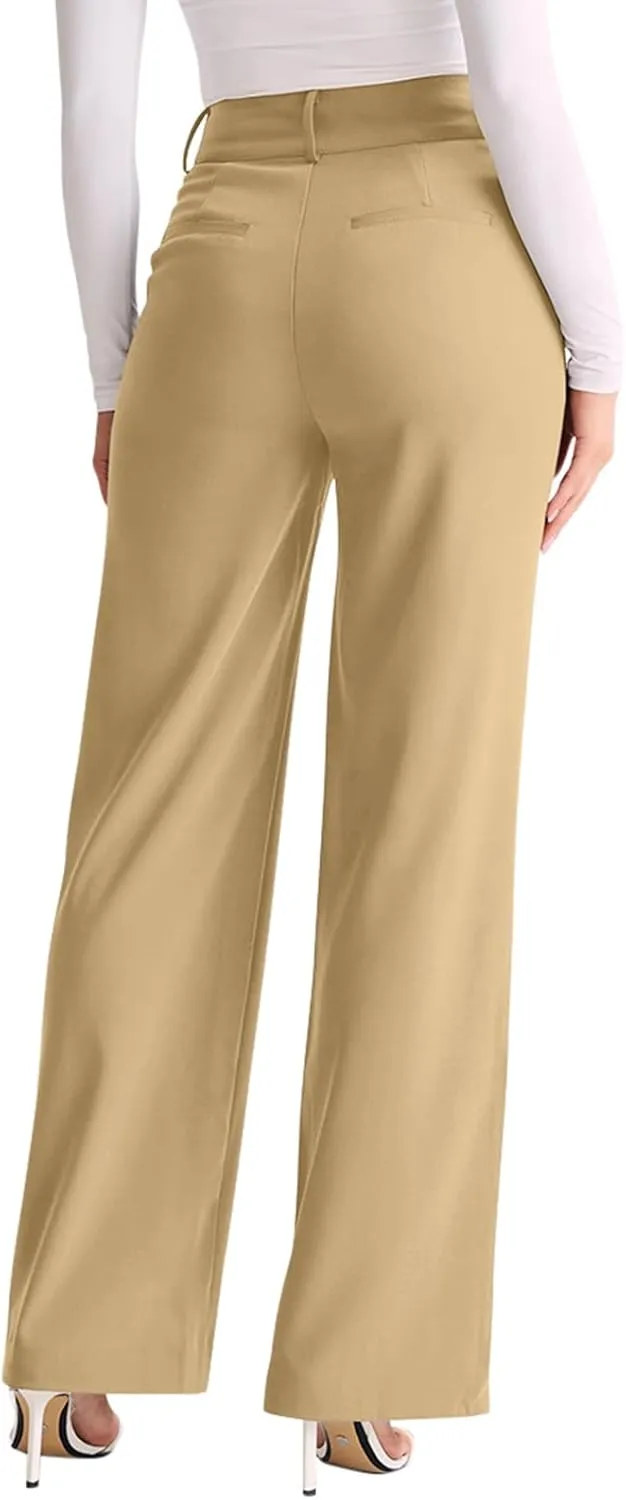 NIMIN High Waisted Work Pants for Women Wide Leg Dressy Pants Business Casual Trousers 2025 Summer Slacks with Pockets
