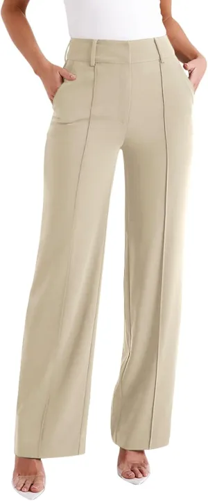 NIMIN High Waisted Work Pants for Women Wide Leg Dressy Pants Business Casual Trousers 2025 Summer Slacks with Pockets