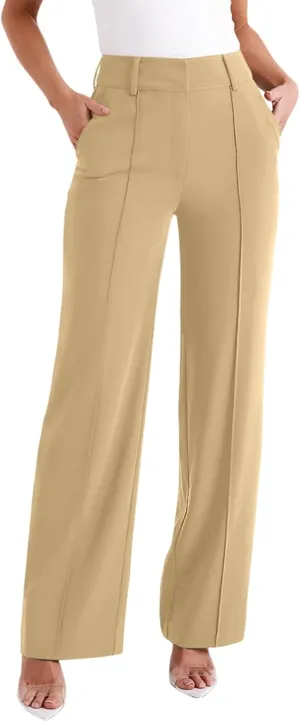 NIMIN High Waisted Work Pants for Women Wide Leg Dressy Pants Business Casual Trousers 2025 Summer Slacks with Pockets