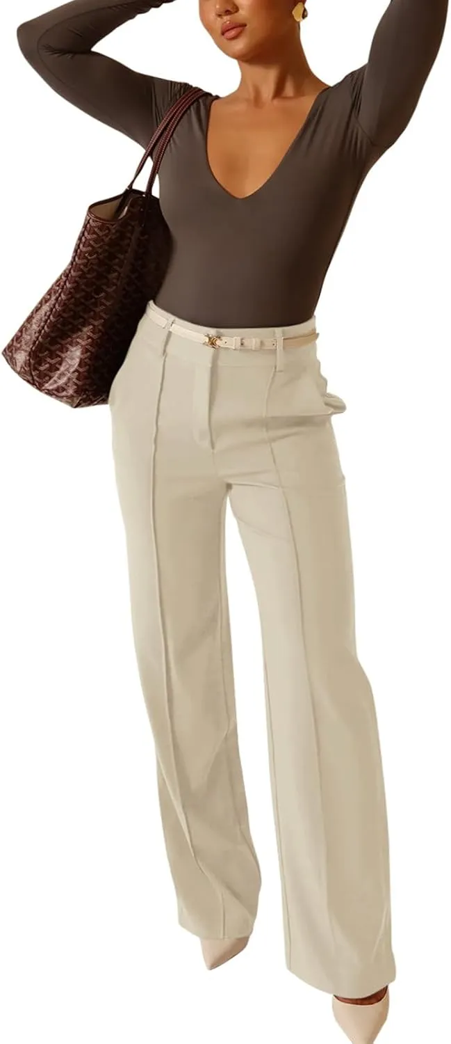 NIMIN High Waisted Work Pants for Women Wide Leg Dressy Pants Business Casual Trousers 2025 Summer Slacks with Pockets