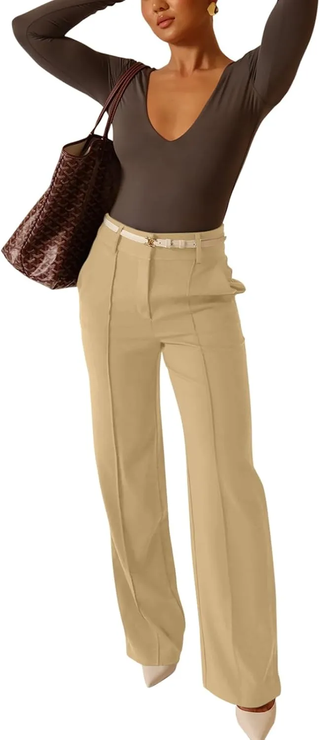 NIMIN High Waisted Work Pants for Women Wide Leg Dressy Pants Business Casual Trousers 2025 Summer Slacks with Pockets