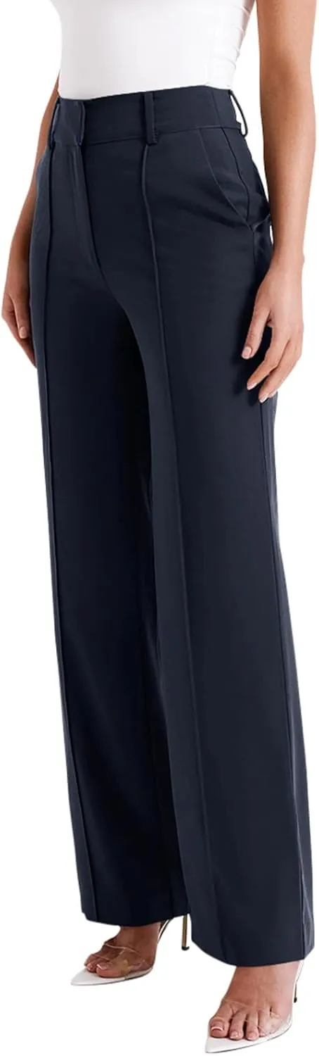 NIMIN High Waisted Work Pants for Women Wide Leg Dressy Pants Business Casual Trousers 2025 Summer Slacks with Pockets