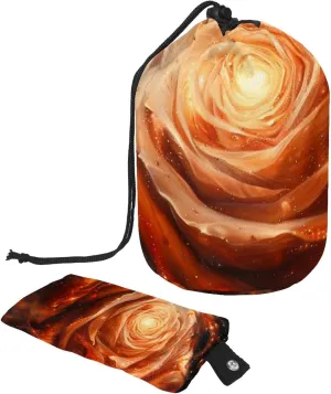 Orange Rose Galaxy Travel Cosmetic Bags Makeup Bag for Women, Foldable Drawstring Travel Cosmetic Bags, Portable Toiletry Bucket Bag