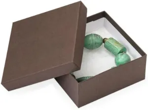 Pack of 100, 3.5 x 3.5 x 1.5 Chocolate Kraft Jewelry Box w/Non-Tarnish Cotton Also for Candy Packaging