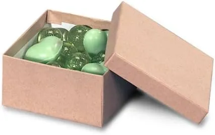 Pack of 100, 3.5 X 3.5 X 2 Natural Brown Kraft Jewelry Boxes W/Non-Tarnish Cotton Made in USA for Larger Jewelry & Small Gifts