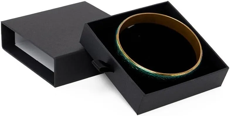 Paper Mart Slide Open Jewelry Boxes With Satin Pull - 3-1/2 X 3-1/2 X 1 - Black | Quantity: 100