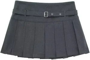 Perbai Womens Mini Pleated Skirt Sexy Y2K Low Waist A Line Club Tennis Short Skater Skirt