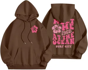 Pink Graphic Hoodies for Women 2024 Fall Outfits Oversized Hoodie Teen Girls Cute Preppy Sweatshirts Casual Pullover