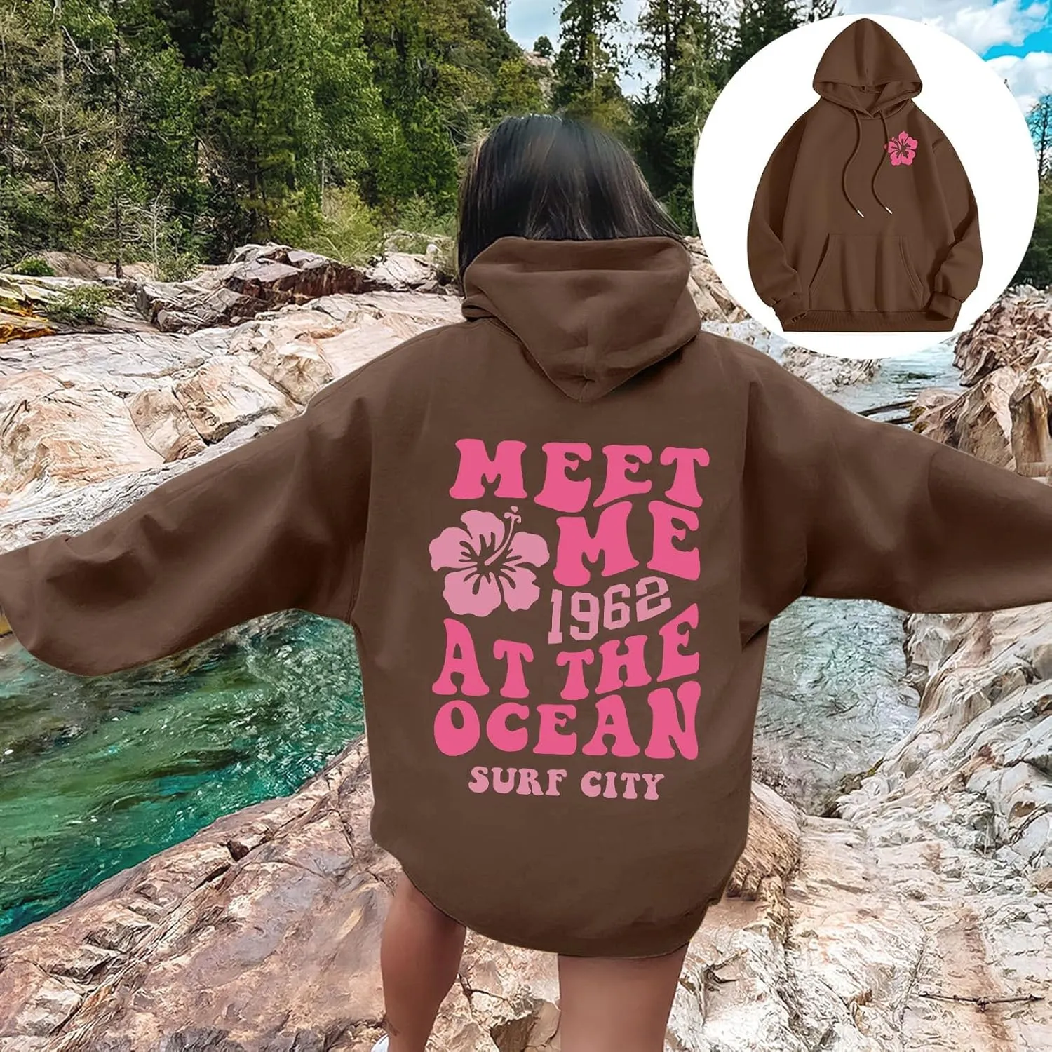 Pink Graphic Hoodies for Women 2024 Fall Outfits Oversized Hoodie Teen Girls Cute Preppy Sweatshirts Casual Pullover