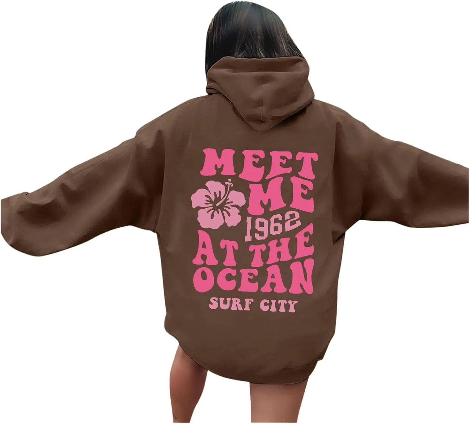 Pink Graphic Hoodies for Women 2024 Fall Outfits Oversized Hoodie Teen Girls Cute Preppy Sweatshirts Casual Pullover