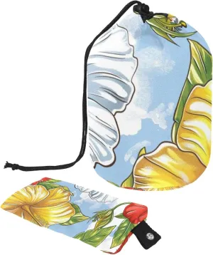 Plumeria Hibiscus Flower Travel Cosmetic Bags Makeup Bag for Women, Foldable Drawstring Travel Cosmetic Bags, Portable Toiletry Bucket Bag