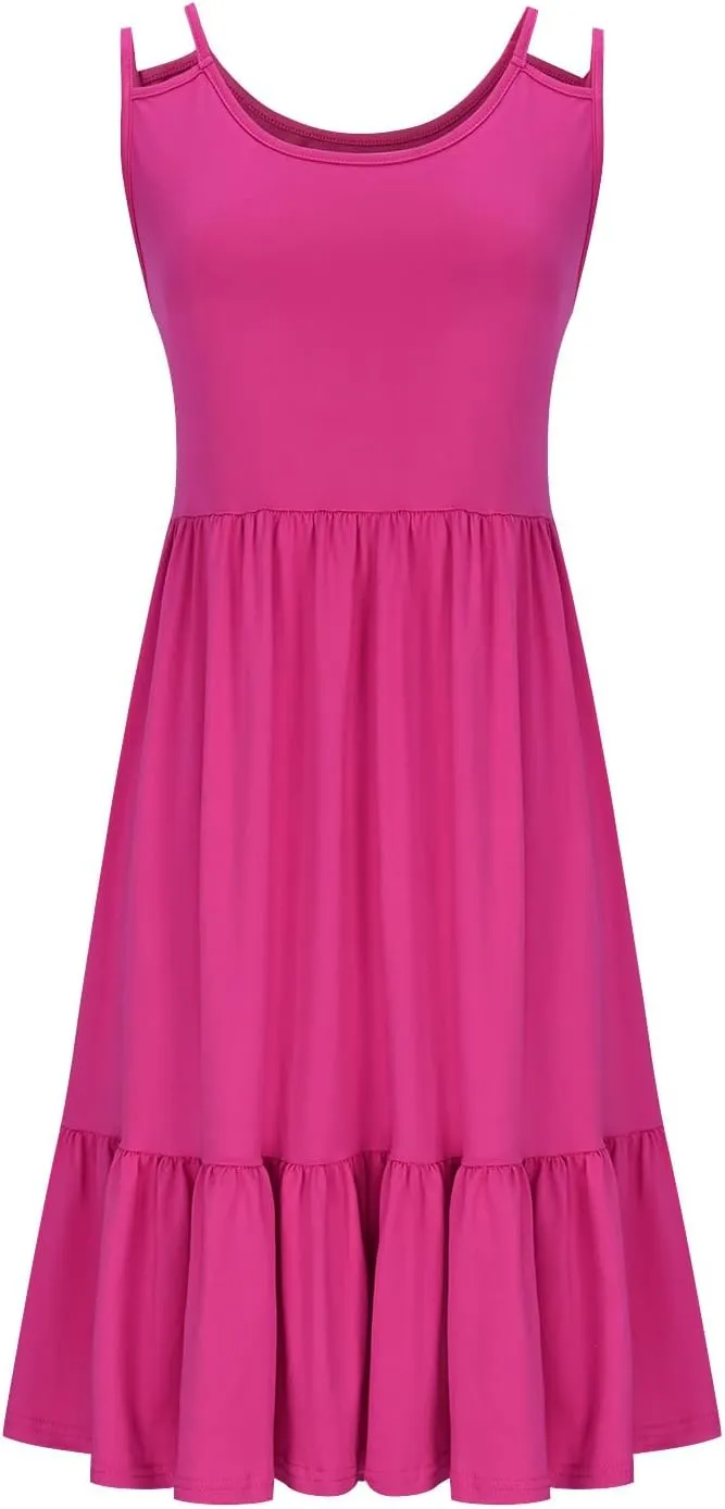 Plus Size Summer Dress for Women 2025 Sleeveless Midi Dresses A-Line Flowy Tiered Dress Fashion Summer Beach Vacation