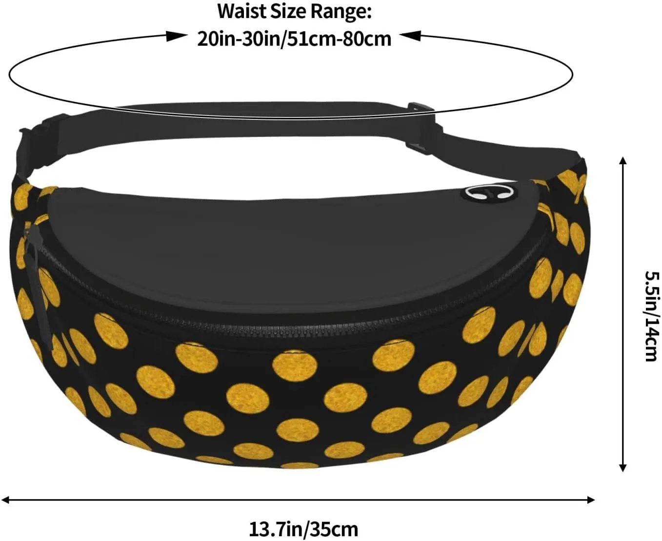 Polka Dot Fanny Pack for Women Men,Fashion Waist Pack Belt Bag Crossbody Bag for Traveling Casual Running Cycling