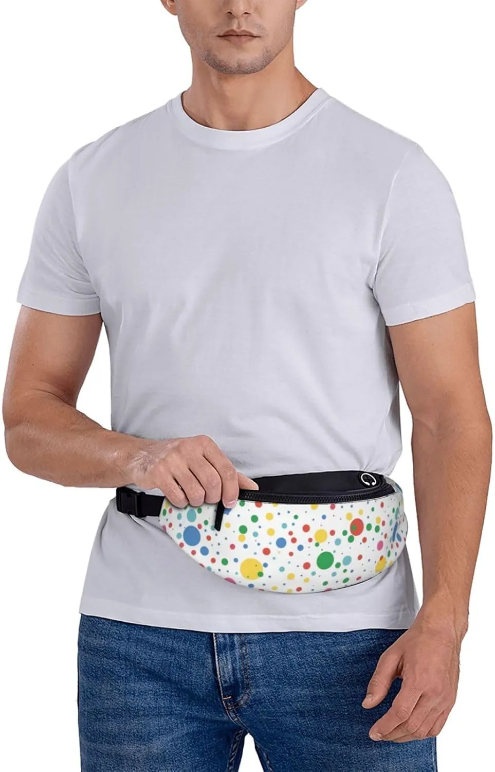 Polka Dot Fanny Pack for Women Men,Fashion Waist Pack Belt Bag Crossbody Bag for Traveling Casual Running Cycling