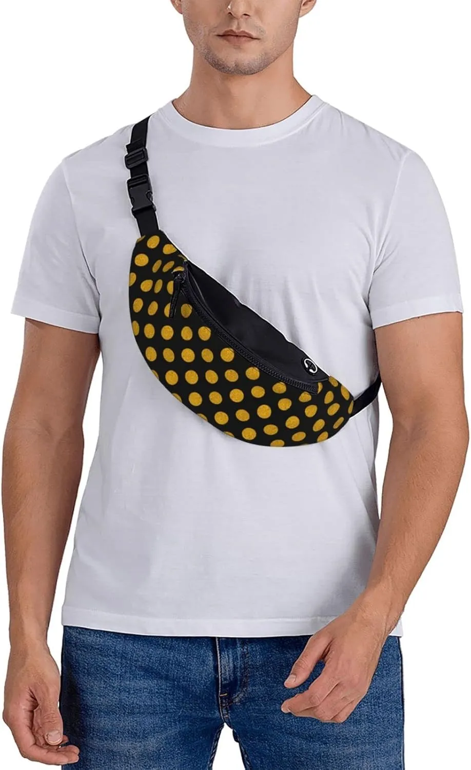 Polka Dot Fanny Pack for Women Men,Fashion Waist Pack Belt Bag Crossbody Bag for Traveling Casual Running Cycling