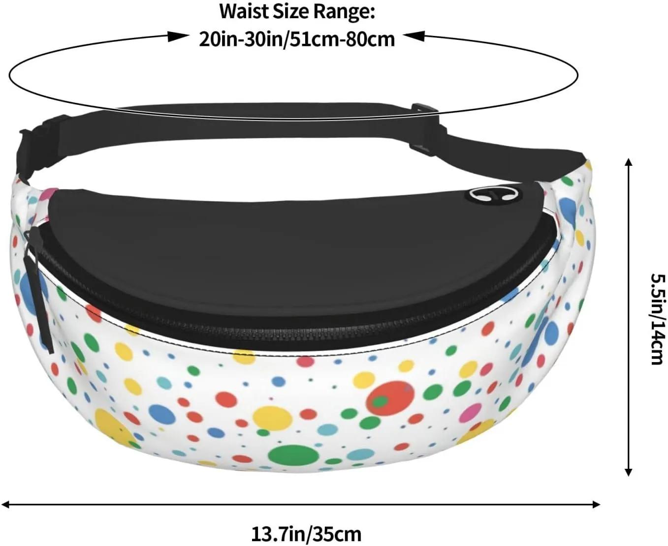 Polka Dot Fanny Pack for Women Men,Fashion Waist Pack Belt Bag Crossbody Bag for Traveling Casual Running Cycling