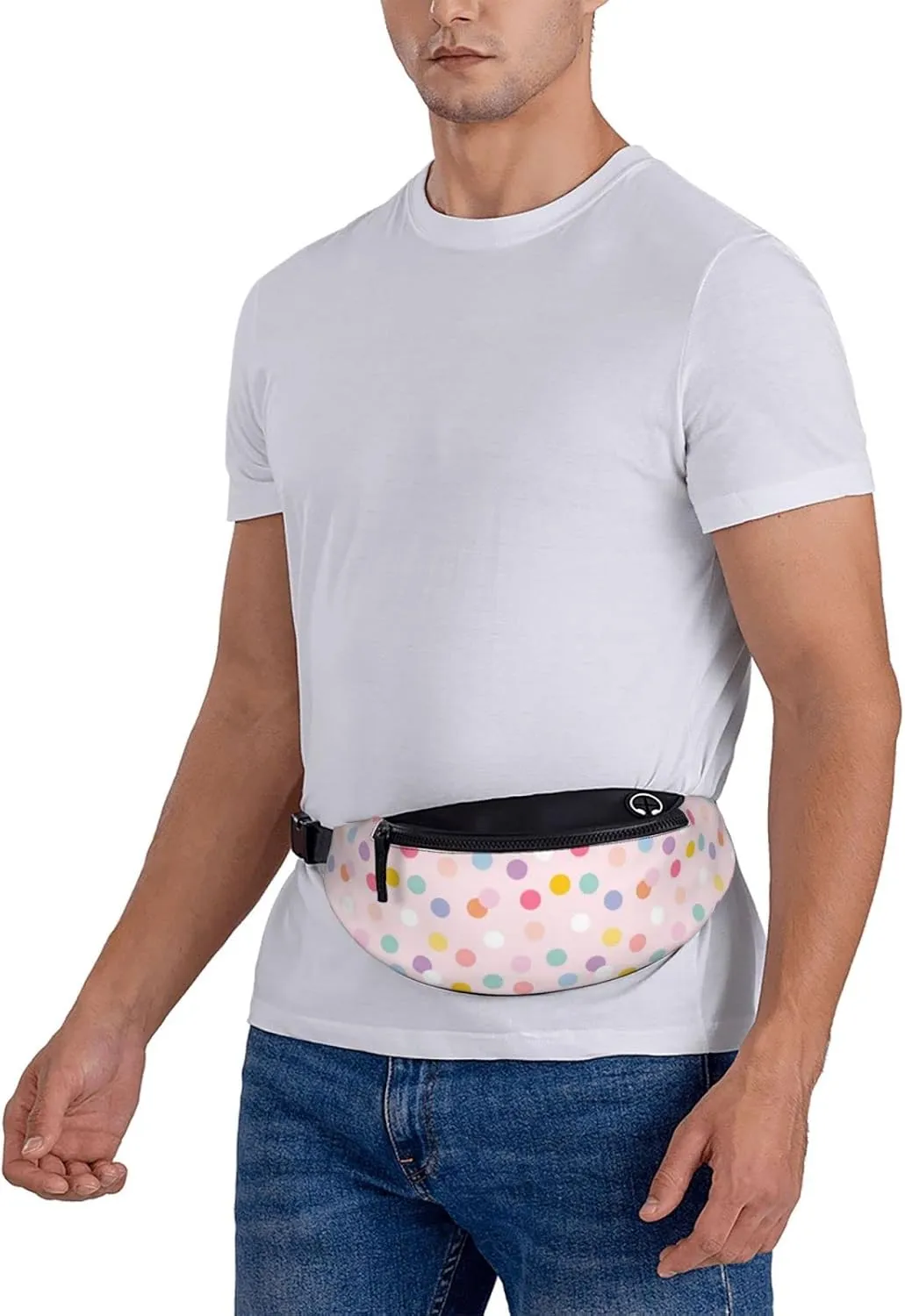 Polka Dot Fanny Pack for Women Men,Fashion Waist Pack Belt Bag Crossbody Bag for Traveling Casual Running Cycling