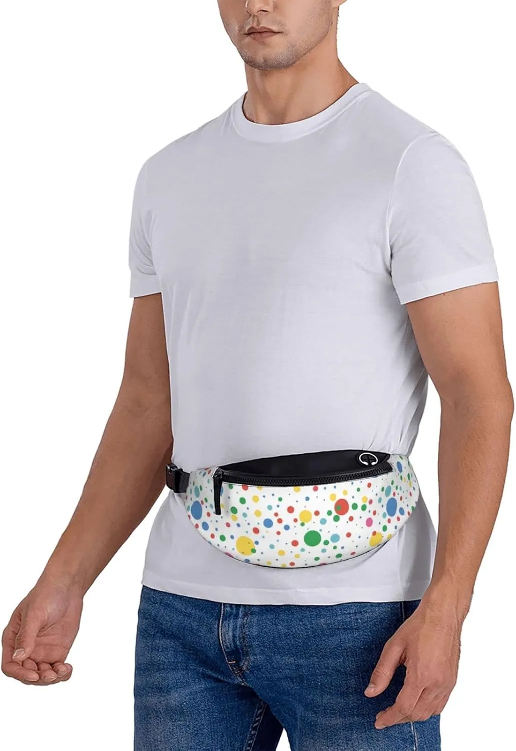 Polka Dot Fanny Pack for Women Men,Fashion Waist Pack Belt Bag Crossbody Bag for Traveling Casual Running Cycling