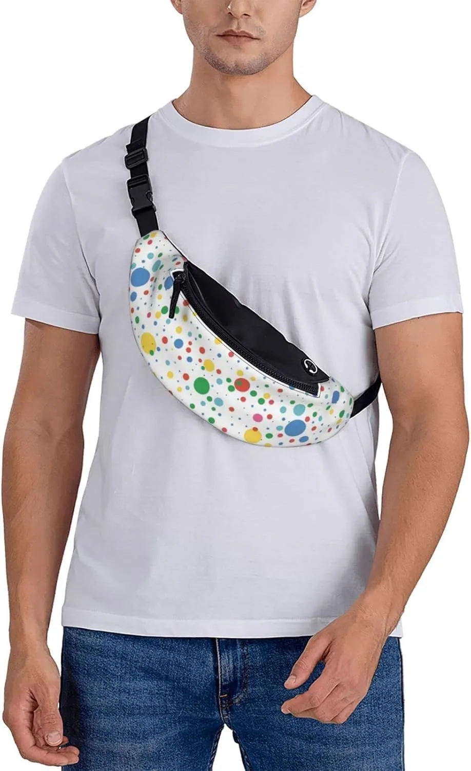 Polka Dot Fanny Pack for Women Men,Fashion Waist Pack Belt Bag Crossbody Bag for Traveling Casual Running Cycling