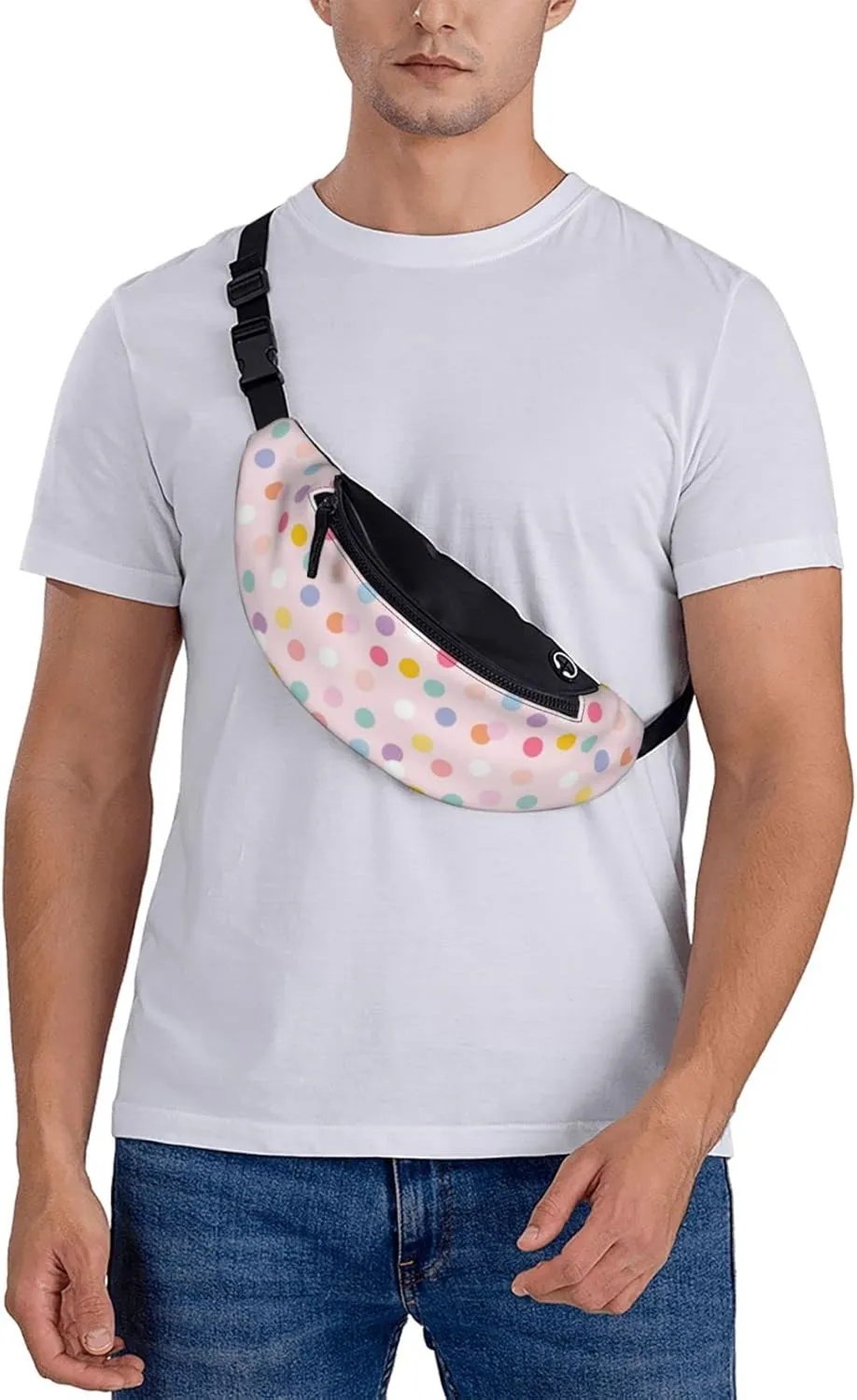 Polka Dot Fanny Pack for Women Men,Fashion Waist Pack Belt Bag Crossbody Bag for Traveling Casual Running Cycling