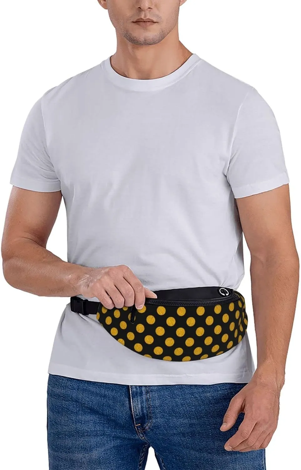 Polka Dot Fanny Pack for Women Men,Fashion Waist Pack Belt Bag Crossbody Bag for Traveling Casual Running Cycling