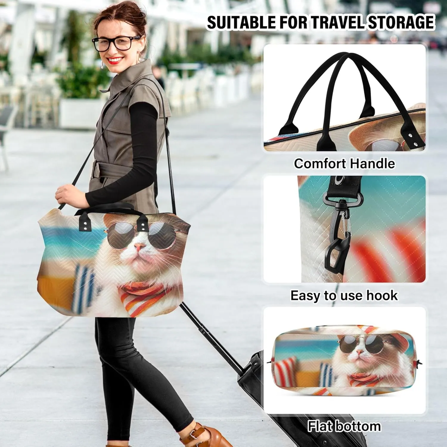 Ragdoll Cat Fashion Duffel Bag Womens Cosmetic Pouch Set of 2, Print Women Sports Duffle Bag Duffle Carry on Bag