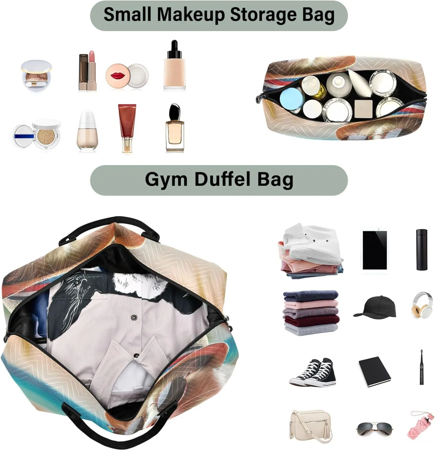 Ragdoll Cat Fashion Duffel Bag Womens Cosmetic Pouch Set of 2, Print Women Sports Duffle Bag Duffle Carry on Bag