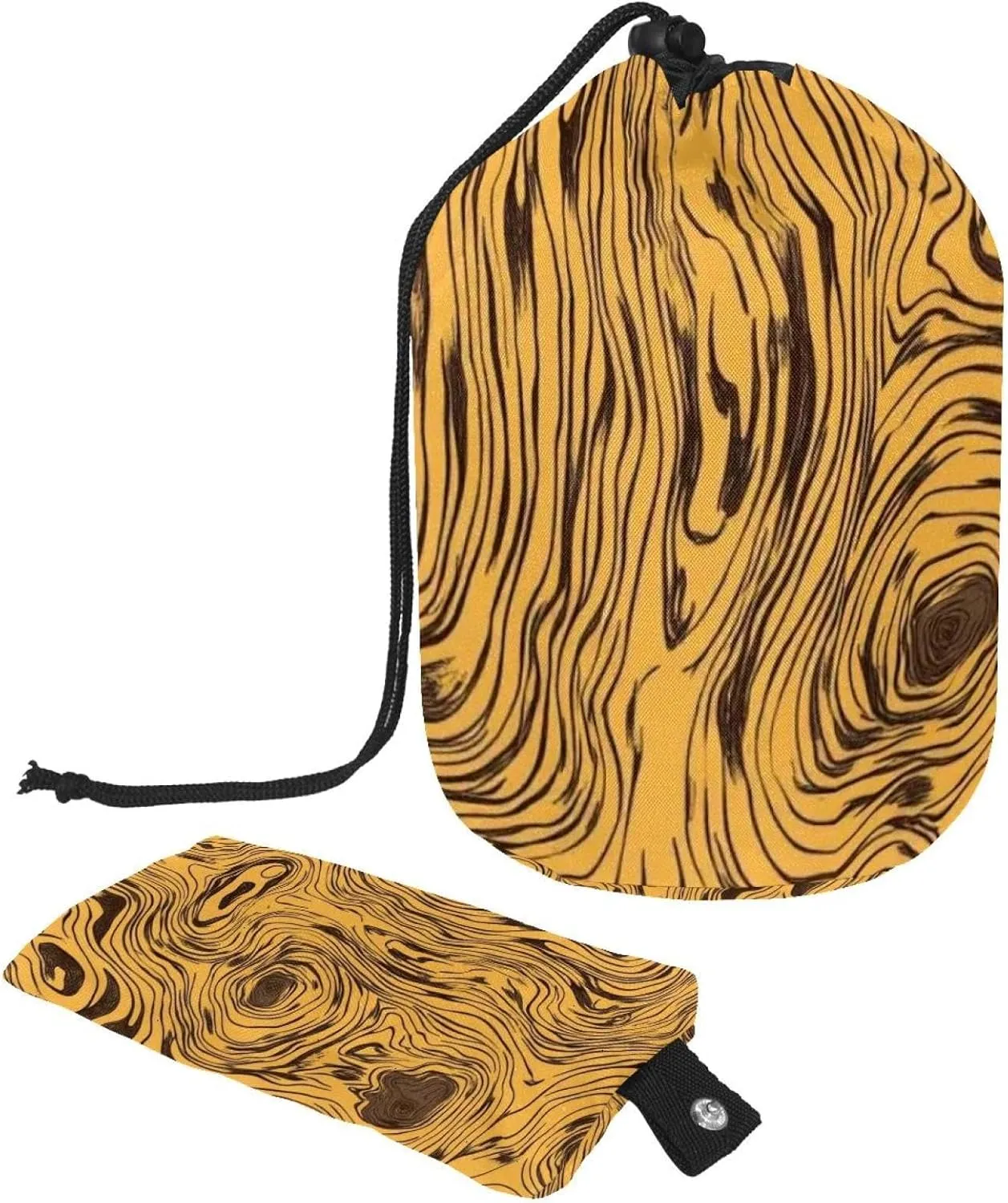 Retro Abstract Wood Grain 17 Travel Cosmetic Bags Makeup Bag for Women, Foldable Drawstring Travel Cosmetic Bags, Portable Toiletry Bucket Bag