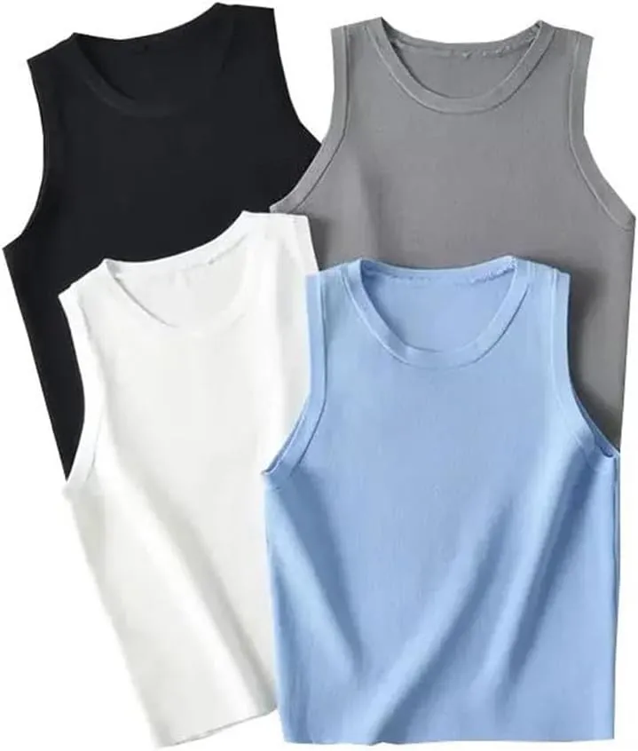 Rfmfkkg Women Sleeveless Vest Y2k Knitted Camis Tank Tops Women Casual Solid Color Camisole