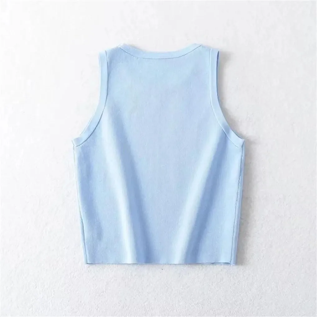 Rfmfkkg Women Sleeveless Vest Y2k Knitted Camis Tank Tops Women Casual Solid Color Camisole
