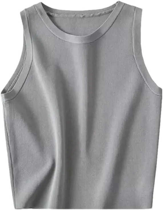 Rfmfkkg Women Sleeveless Vest Y2k Knitted Camis Tank Tops Women Casual Solid Color Camisole