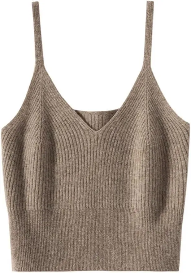 Rfmfkkg Women'S Cashmere Knitted Camisole Vest Casual Sleeveless Tops Camisole Spaghetti Strap Tank Cami