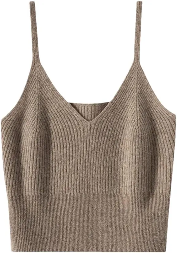 Rfmfkkg Women'S Cashmere Knitted Camisole Vest Casual Sleeveless Tops Camisole Spaghetti Strap Tank Cami