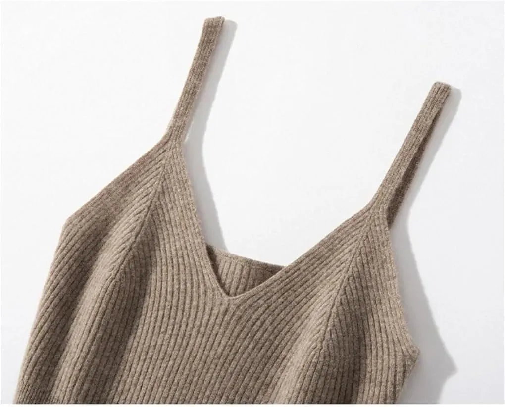Rfmfkkg Women'S Cashmere Knitted Camisole Vest Casual Sleeveless Tops Camisole Spaghetti Strap Tank Cami