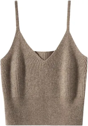 Rfmfkkg Women'S Cashmere Knitted Camisole Vest Casual Sleeveless Tops Camisole Spaghetti Strap Tank Cami